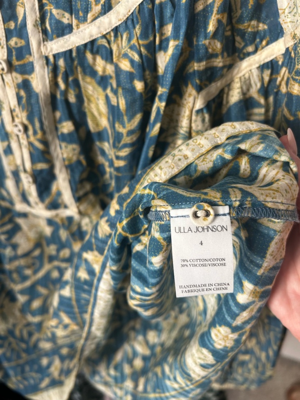 MSRP $355 NWOT ULLA JOHNSON GATHERED YOKE BLOUSE - Picture 5 of 5